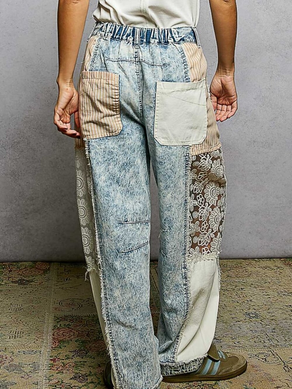 POL BRAND NEW DENIM WITH LACE AND STRIPES